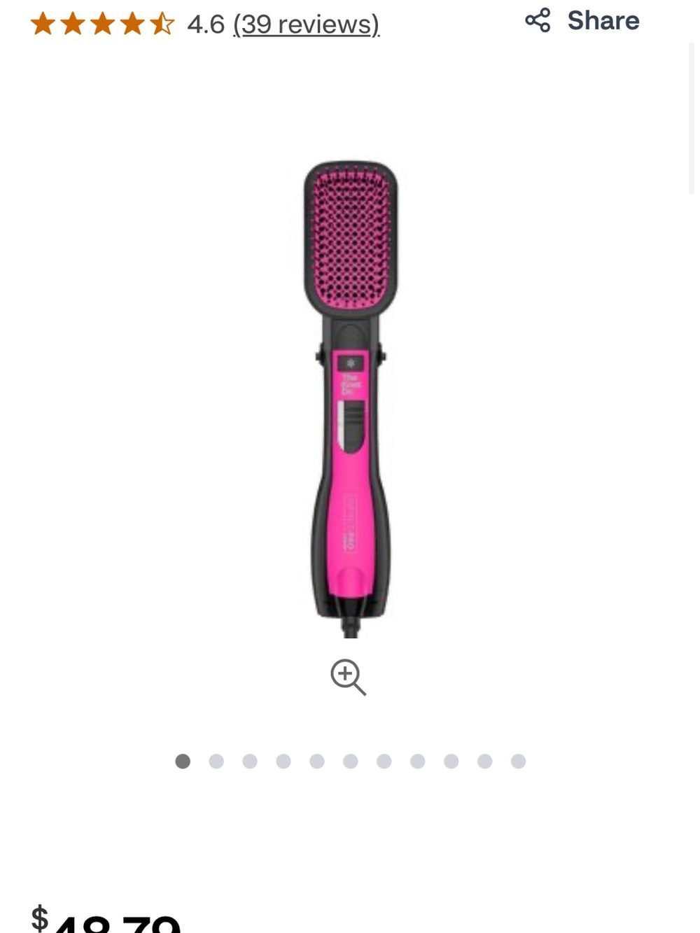 Hot Pink & Black Paddle Hair Brush Straightener